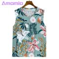 Women Pajama Set Floral Print Sleeveless Vest Wide Leg Pants Set for Mid-aged Women Casual Homewear Pajamas Set Loose Vest Pants Set.