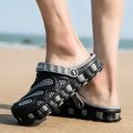 Qmaigie Jelly Shoes Men Sandals fashion 2021 Summer Hole Shoes Rubber Garden Clogs Men Outdoor Beach Flat Sandals Slippers green. 