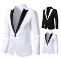 Stylish Suit Jacket Lapel Outerwear Loose Contrast Color Suit Coat Men Blazer Suit Coat Wearhouse. 