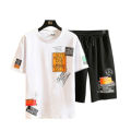 New White color Combo T-shirt and 2 Quarter Pants for Boy. 