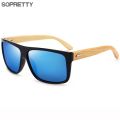 SOPRETTY New Retro Wood Men Bamboo Sunglasses Women Brand Design Goggles Wooden Sun Glasses Unisex Square Eyewear.