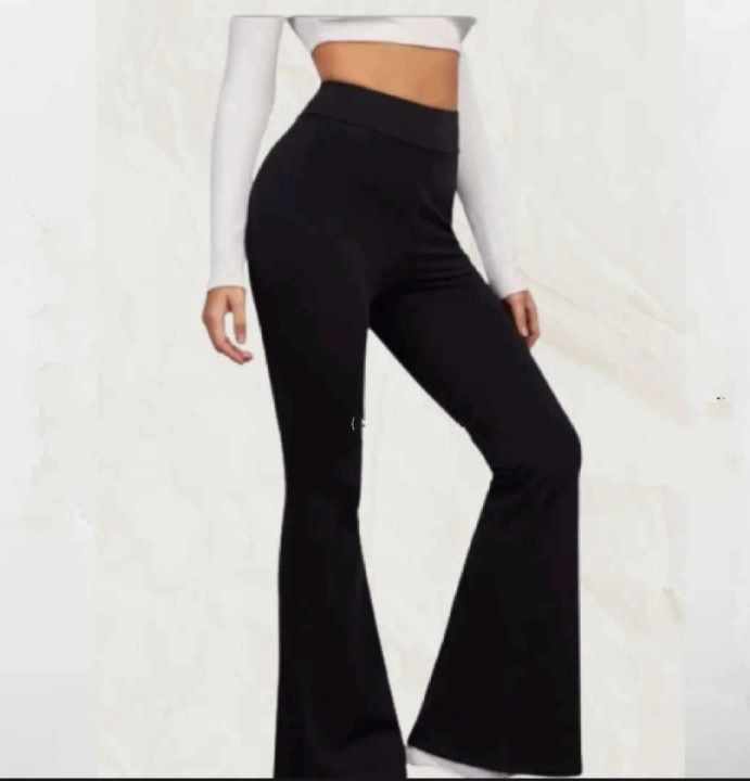 Rib High Waist Flare Pant made by stretchable ribbed cotton fabric