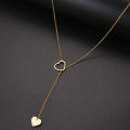 【Daily Necessities For Anyone Store】Long Pendant Heart-Shaped Pendants For Women Design Necklace Stylish Stainless Steel Jewelry Party Gift. 