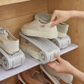 2 Pcs Adjustable Shoe Racks Double Layer Shoe Storage Organizer Space Saving Household Items.