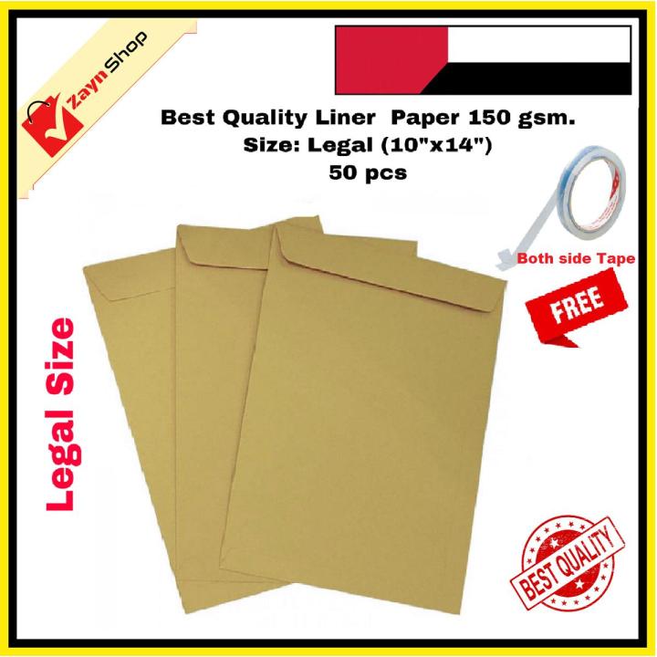 Envelope (Legal 10''x14'' ) and size liner Paper 150 GSM ( 50 pieces Bundle )