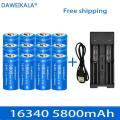 2023 New 3.7V 16340 CR123A Li-ion Battery Rechargeable Batteriy 5800mAh CR123 for Laser Pen LED Flashlight Cell Security Camara.
