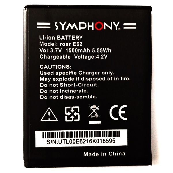 Symphony E62 Brand New Fresh Replacement Mobile Battery - 1500 mAh