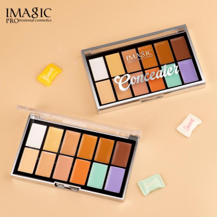IMAGIC 12-Color Concealer Foundation Cream Covers Acne Marks Dark Circles Full Coverage Suit for All Skin Primer Makeup Cometics