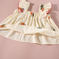 Summer New Baby Girls Two-Piece Set Lightweight Set Sweet Sleeveless Little Flying Sleeve Embroidered Floral Pleats + Shorts.