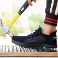 【selevn roind】 Breathable Men Work Safety Shoes Anti-smashing Steel Toe Cap Working Boots Construction Indestructible Work Sneakers Men Shoes.