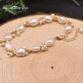 GLSEEVO Natural Baroque White Pearls Strand Bracelets For Women Gift Handmade Adjustable Charm Bracelet Luxury Jewellery GB0928.