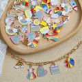 4Pcs Metal Enamel Rainbow Cake Charms Pendant For DIY Jewelry Making Necklace Bracelet Accessories.