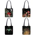 Chinese Style Printing Line Bag Bright Colors Butterfly And Moon Women's Handbag Art Forest Red Mushroom Pattern Tote Bag.