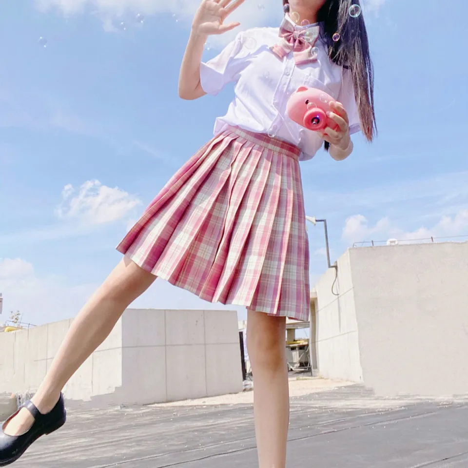 Mini Skirt Pink Plaid Skirt 50s Summer Women's Mini Skirt Harajuku