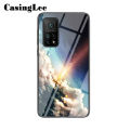 Casinglee For Mi 10T Pro Case Couple Starry Moon Glass Protector Phone Cover Meteor Start for Xiaomi Mi 10T Pro Glass Cover Case.