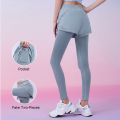 Aiithuug Women 2 In 1 Running Leggings with Pocket Wide Elastic Waistband Workout Capris Yoga Running Biker Gym Sports Pants.