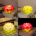 Lotus Lamp Realistic Creative Flickering LED Night Light -Operated Portable Lotus for Home Decor Meditation Space Spiritual Practitioners Romantic Setting Gift Item.