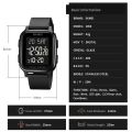SKMEI 1858 Square Waterproof Calendar Countdown Electronic Digital Dual Display LED Luminous Watch.