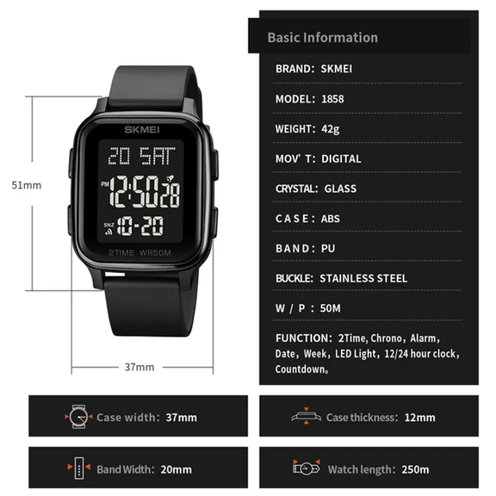 SKMEI%201858%20Square%20Waterproof%20Calendar%20Countdown%20Electronic%20Digital%20Dual%20Display%20LED%20Luminous%20Watch%20-%20Image%205