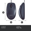 Logitech B100 Wired USB Mouse, 3-Buttons, Optical Tracking, Ambidextrous PC / Mac / Laptop - Black. 