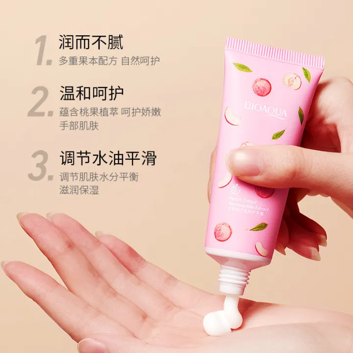 Bioaqua%20peach%20lactic%20acid%20bacteria%20hand%20cream%20essence%20hand%20cleaning%20moisturizing%20mild%20hydrating%20hand%20Cream%20-%20Image%202