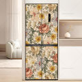 Retro Graffiti Poster Stickers Fridge Door Decals Waterproof PVC Tiling Floral Pattern Refrigerator Door Cover Kitchen Decor.