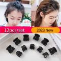 12pcs/set Plastic Mini Hair Clips Claws Black Hairpins Clamps for Women Girl Colorful Cute Hair Clips Headwear Hair Styling Tool.