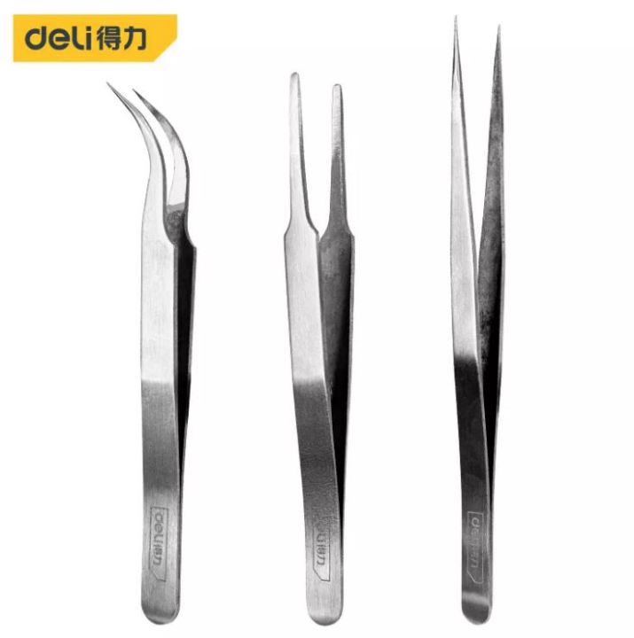 Deli Stainless Steel Tweezers 3pcs DL396003B