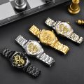 Luxury Gold Watch for Men Dragon Watch Brand Business Dragon Sculpture Stainless Steel Watch.