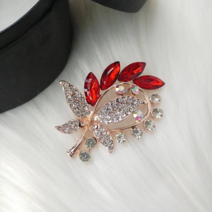 Silver Fancy Saree Large Diamante Brooch YouBella Jewellery