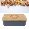 Butter Dish Minimalist Bread Box Sealed Design Large Capacity Modern Prevent Deformation with Wooden Lid for Kitchen. 