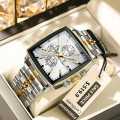 POEDAGAR 866 Luxury Square Chronograph Men’s Watch. 