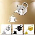 Modern minimalist art acrylic diy teapot cup wall clock living room restaurant net red mute clock wall clock. 