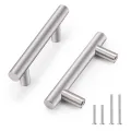 20 pcs 4'' /Drawer, Cabinet Handle / Hollow Tube T-Bar Stainless Steel Furniture Door Handles Brushed Nickel Drawer Pulls. 