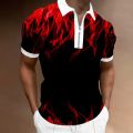 Summer Men's POLO Shirt 3D Printing Flame Pattern 2022 Men's Short Sleeve T-Shirt Men's European Size S-3XL. 