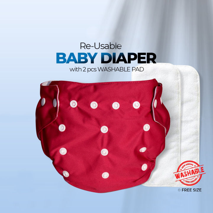 Washable Baby Cloth Diaper Pant (2pcs pad)