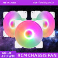 METALFISH 9cm Chassis Fan ARGB Colorful Light Effect Support CPU Cooler 9225 12V PWM Quiet Compact Mini Gaming Computer Case. 