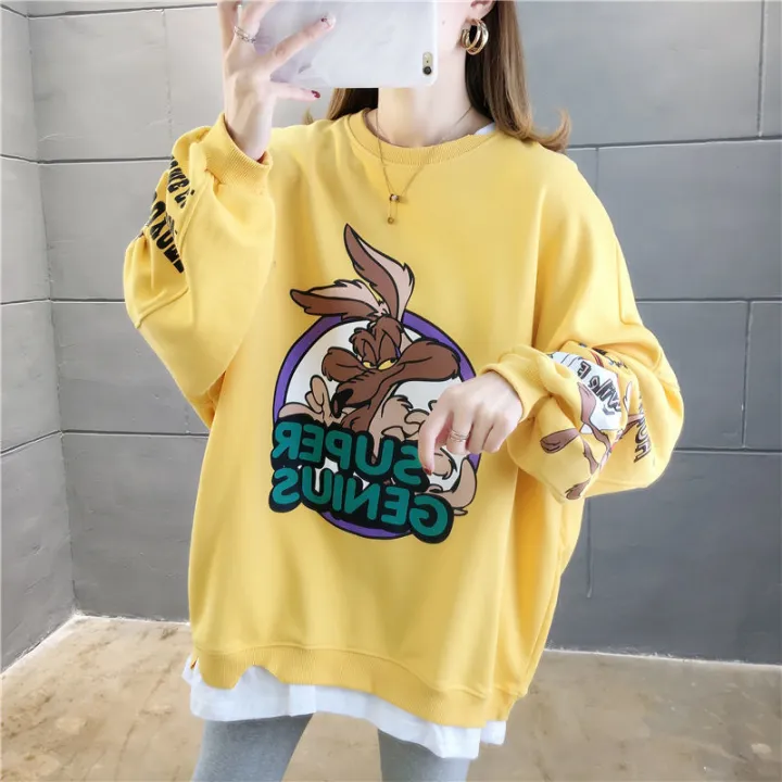 Autumn%20Winter%20Plus%20Velvet%20Casual%20Women%20Sweatshirt%20Harajuku%20Print%20Cartoon%20Big%20Bad%20Wolf%20Lady%20Clothes%20Lettersthin%20Pullover%20Female%20-%20Image%205