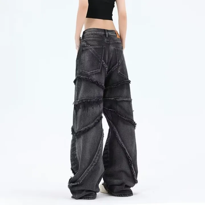 BAGGY%20JEANS%20American%20Style%20Retro%20Damage%20Feeling%20Spider%20Web%20Raw%20Hem%20Jeans%20Men's%20European%20and%20American%20Style%20Fried%20Street%20Loose%20Trousers%20-%20Image%203