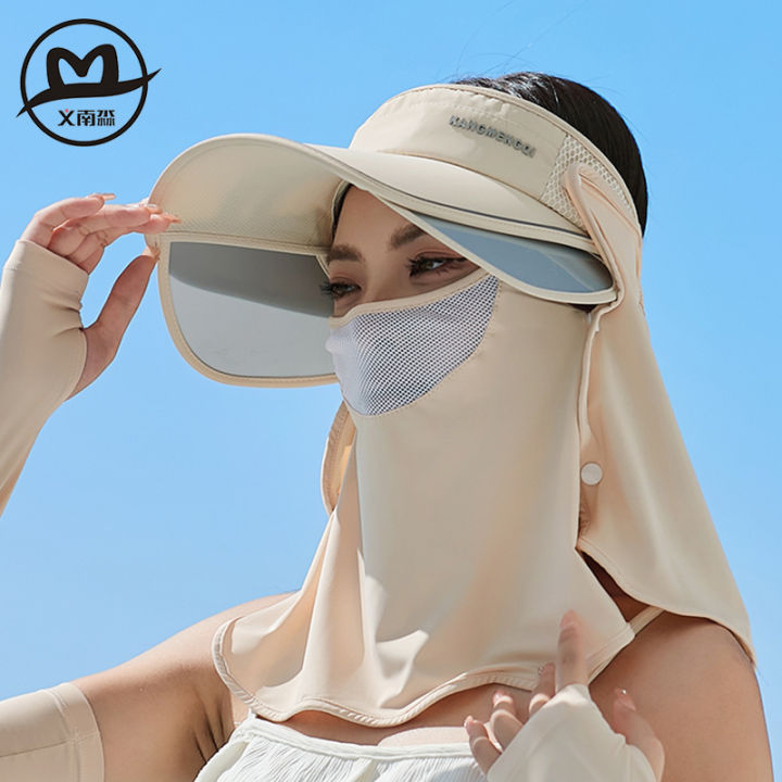 Summer Scarf Sunhat Muslim Women Chiffon Hijab With Bucket Hat