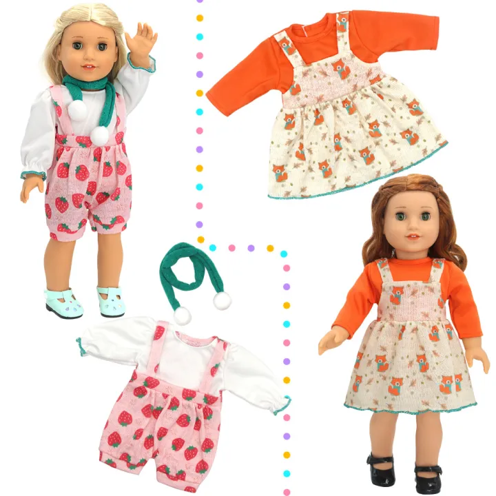 18%20inch%20doll%20dress%20autumn%20winter%20one-piece%20dress%20fox%20Christmas%20rainbow%20elements%20United%20States%20girl%20baby%2043%20cm%20-%20Image%204