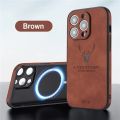 Deer A Bold Attempt is Half Success Leather Case For iPhone 11 12 13 14 Pro Max Magsafe Magnetic Wireless Charging vehicle Cover.