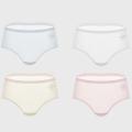 Miiow 4Pcs Medium Waist Women's Ice Silk Underwear Mesh Lightweight Breathable Cotton Girls' Triangle Shorts.