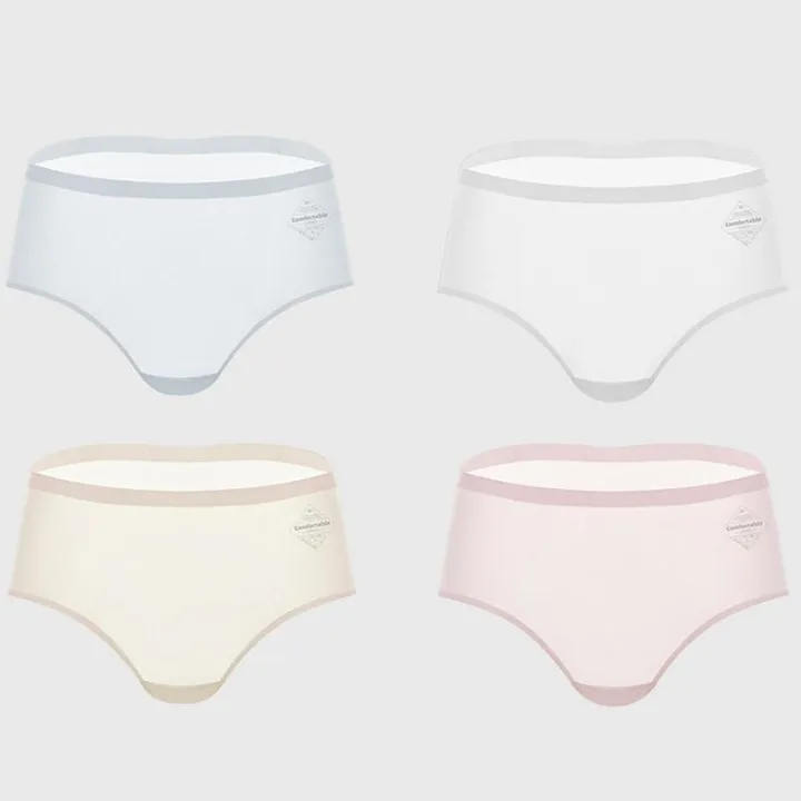 Miiow%204Pcs%20Medium%20Waist%20Women's%20Ice%20Silk%20Underwear%20Mesh%20Lightweight%20Breathable%20Cotton%20Girls'%20Triangle%20Shorts%20-%20Image%202