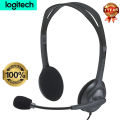 Logitech H111 Wired Headset, Stereo Headphones with Noise-Cancelling Microphone, 3.5 mm Audio Jack, PC/Mac/Laptop/Smartphone/Tablet - Black. 