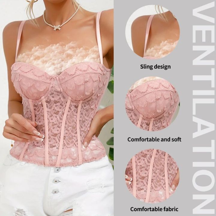 New%20Women's%20Strap%20Solid%20Color%20Flower%20Decoration%20Women's%20Adjustable%20Shoulder%20Strap%20Fish%20Bone%20Mesh%20Bra%20-%20Image%206