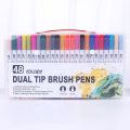 12/24/36/48PCS Colors FineLiner Dual Tip Brush Pens Drawing Painting Watercolor Art Marker Pens School Supplies. 