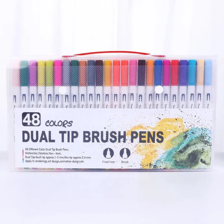 12/24/36/48PCS%20Colors%20FineLiner%20Dual%20Tip%20Brush%20Pens%20Drawing%20Painting%20Watercolor%20Art%20Marker%20Pens%20School%20Supplies%20-%20Image%206