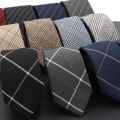Mens Ties Classic Cotton 6CM Handmade Skinny Neck Ties Slim Plaid Striped Ties For Formal Business Wedding Party Gravat. 