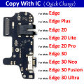 For Motorola Moto Edge 20 Lite S Pro 30 Neo Fusion Ultra Plus 2021 USB Charging Port Dock Charger Connector Board Flex Cable. 